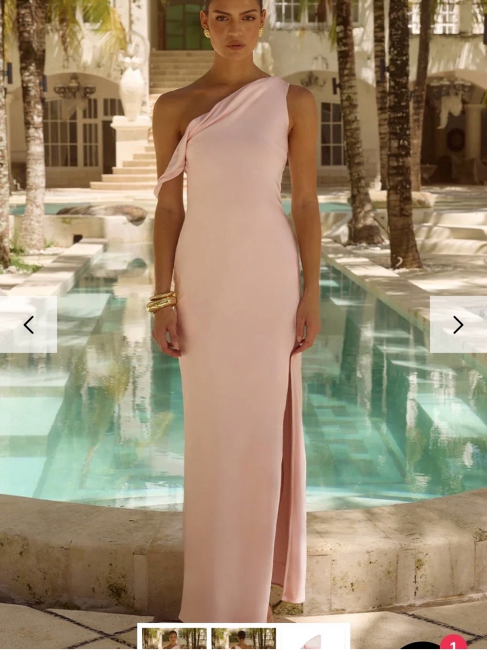 One-Shoulder Blush Pink Evening Gown